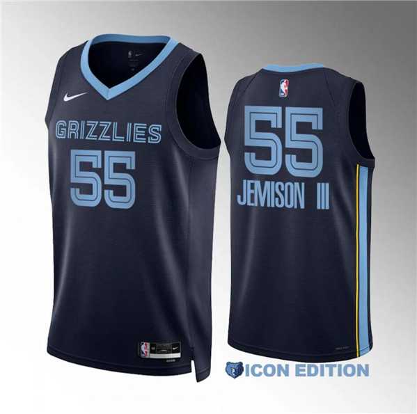 Men%27s Memphis Grizzlies #55 Trey Jemison Iii Navy Icon Edition Stitched Jersey Dzhi->memphis grizzlies->NBA Jersey